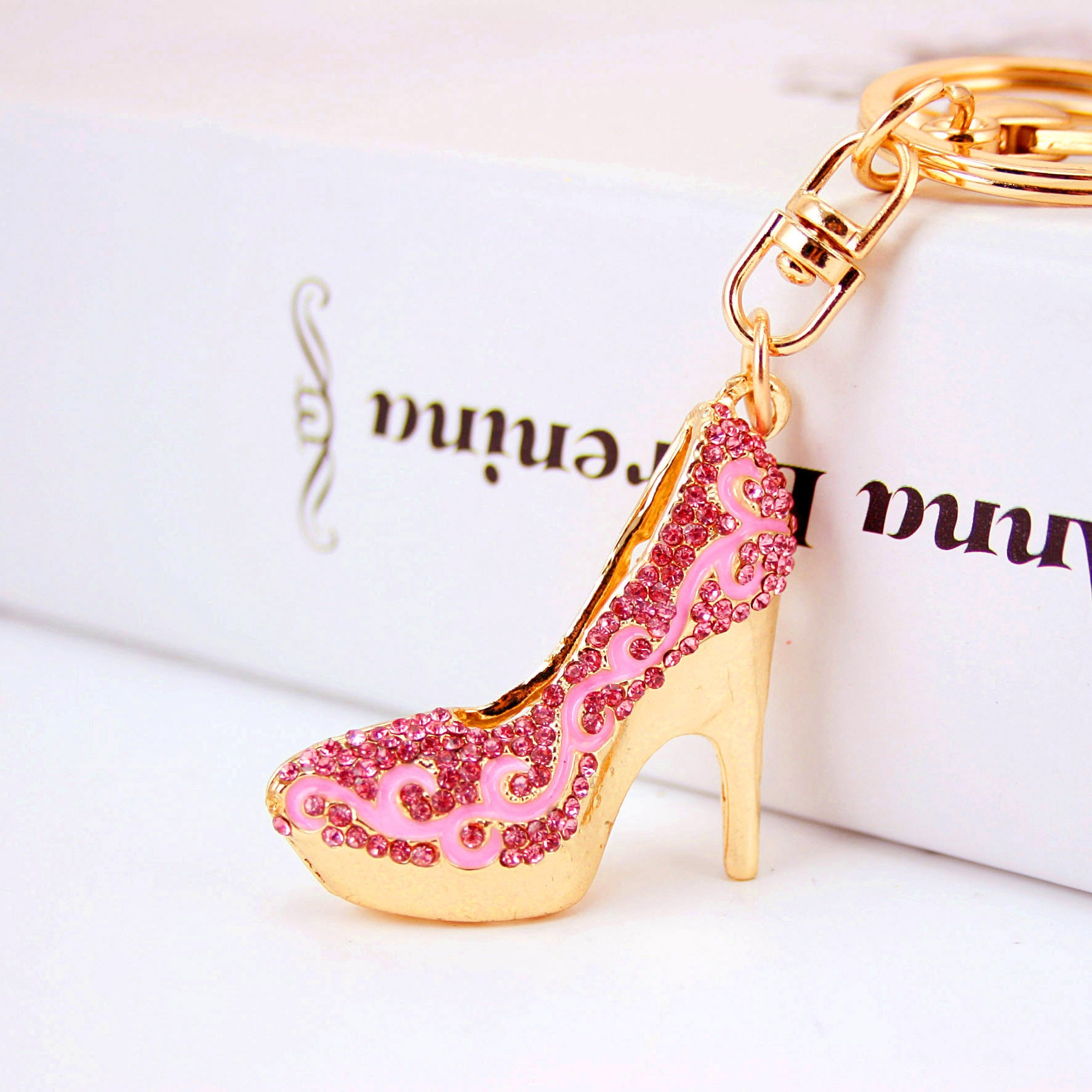 Wholesale High Heels with Diamond Inlaid Zinc Alloy Keychains